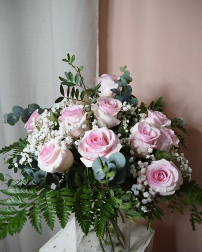 Ramo De 12 Rosas Rosa