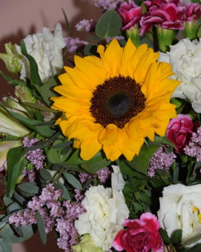 Cesta primaveral sunflowers a todo color